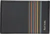 Paul Smith Black Leather Signature Stripe Block Credit Card Holder In 79 Black