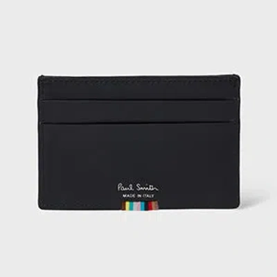 Paul Smith Black Leather 'signature Stripe' Card Holder