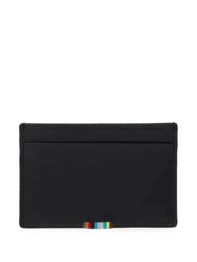 Paul Smith Black Leather 'signature Stripe' Card Holder