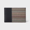 Paul Smith Black Leather 'signature Stripe' Coated Canvas Credit Card Holder