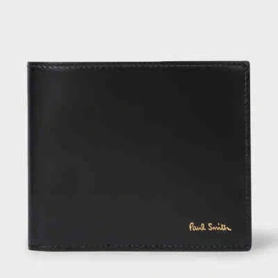 PAUL SMITH BLACK LEATHER 'SIGNATURE STRIPE' INTERIOR BILLFOLD WALLET