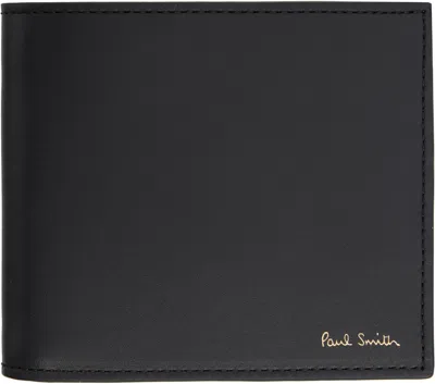 Paul Smith Black Leather 'signature Stripe' Interior Billfold Wallet