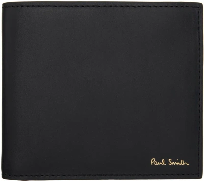 Paul Smith Black Leather 'signature Stripe' Interior Billfold Wallet In 79 Blacks