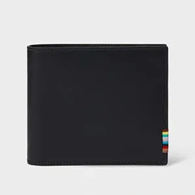 Paul Smith Black Leather 'signature Stripe' Stitch Billfold Wallet In Purple