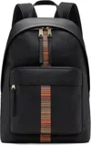 Paul Smith Signature Stripe Leather Backpack In Black