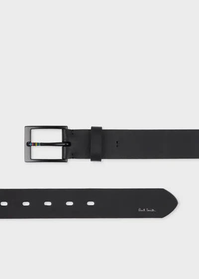 Paul Smith Black Leather 'sports Stripe' Belt