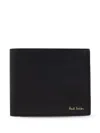 Paul Smith Black Leather Wallet With Signature Stripe Pattern In Black