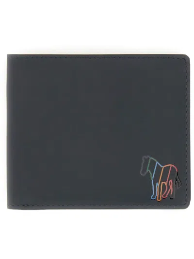 Paul Smith Black Leather Wallet In Blue