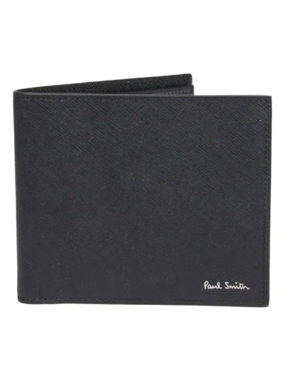 Paul Smith Black Leather Wallet With Multicolor Print