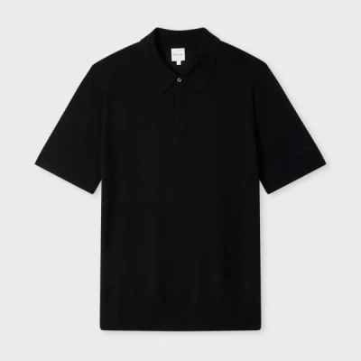 Paul Smith Black Merino Wool Short Sleeve Polo Shirt