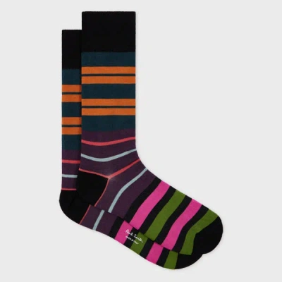 Paul Smith Black Mixed Block Stripe Socks