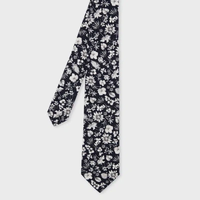 Paul Smith Black 'pencil Floral' Cotton Tie