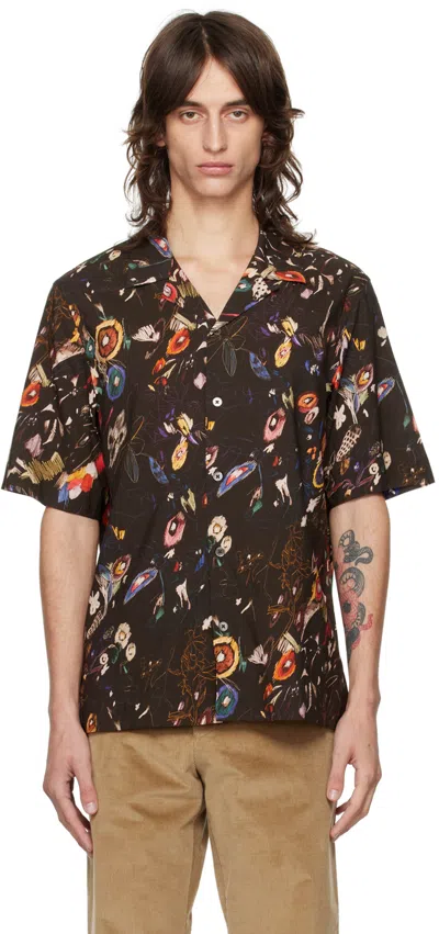 Paul Smith Black Printed Shirt In Brown