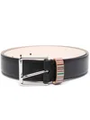 Paul Smith Leather Stripe Loop Belt In Black