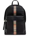 Paul Smith Signature Stripe Leather Backpack In Black