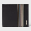 Paul Smith Black 'signature Stripe Block' Billfold And Coin Wallet In Black