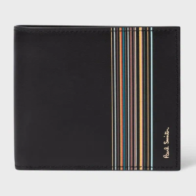 PAUL SMITH BLACK 'SIGNATURE STRIPE BLOCK' BILLFOLD AND COIN WALLET