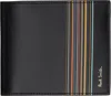 Paul Smith Black Leather Signature Stripe Block Billfold Wallet In 79 Black