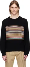 Paul Smith Black Signature Stripe Block Wool Sweater In 79 Black