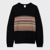 Paul Smith Black Signature Stripe Block Wool Sweater In Black
