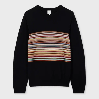 PAUL SMITH BLACK 'SIGNATURE STRIPE' BLOCK WOOL SWEATER