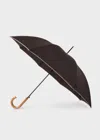 Paul Smith Black 'signature Stripe' Border Walker Umbrella With Wooden Handle Multicolour In Multicolour