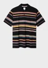 Paul Smith Black 'signature Stripe' Cotton-piqué Polo Shirt In Multi