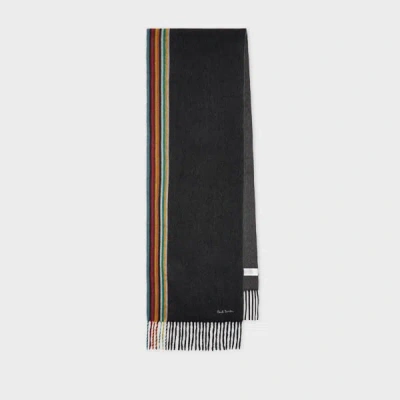 Paul Smith Black 'signature Stripe' Edge Cashmere Scarf