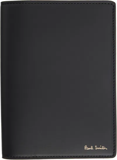 Paul Smith Black 'signature Stripe' Interior Leather Passport Holder