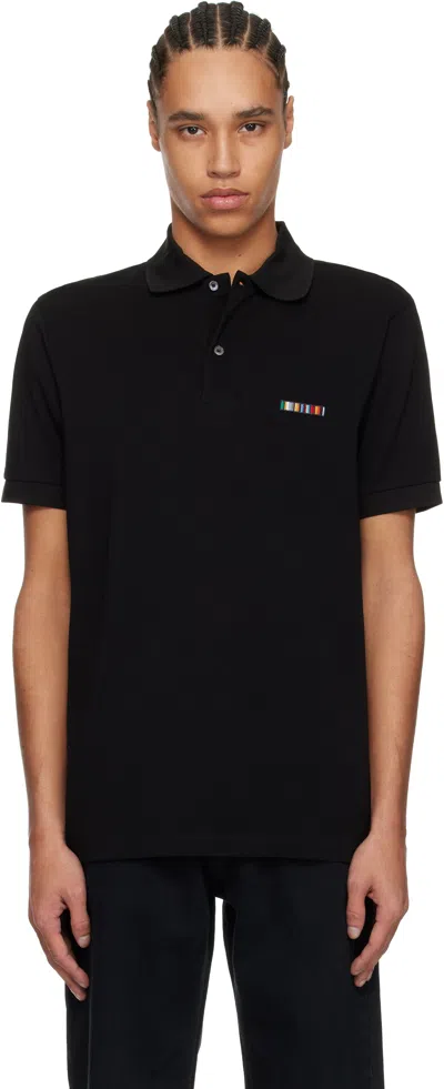 Paul Smith Black Signature Stripe Logo Cotton Polo
