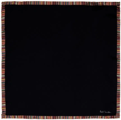Paul Smith Black Signature Stripe Pocket Square In 79 Blacks