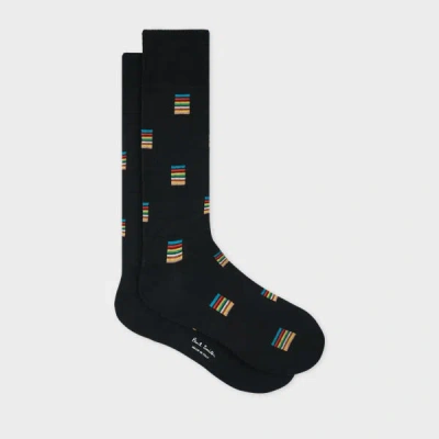 Paul Smith Black 'signature Stripe' Square Socks