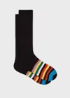 Paul Smith Black 'signature Stripe' Tipping Socks In Black