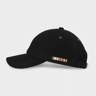 Paul Smith Black 'signature Stripe' Trim Suede Baseball Cap