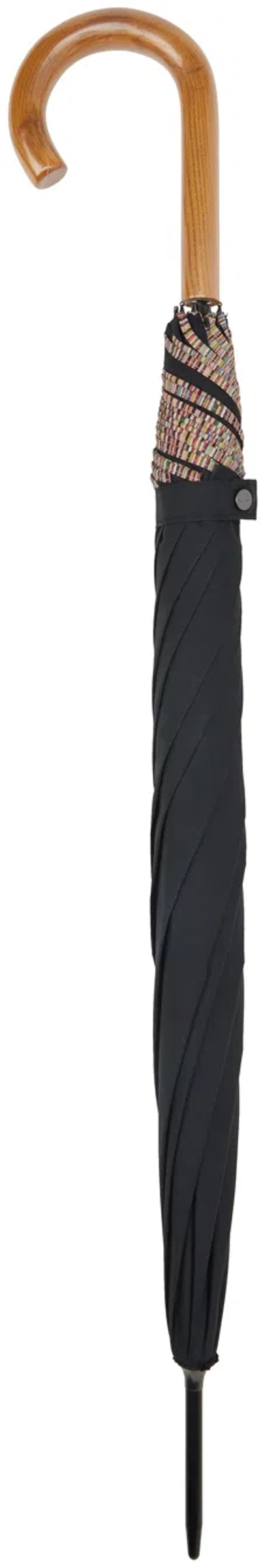 Paul Smith Black Signature Stripe Umbrella In 92a Multicolour
