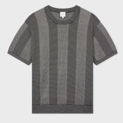 Paul Smith Black Silk-blend Geo Short-sleeve Sweater