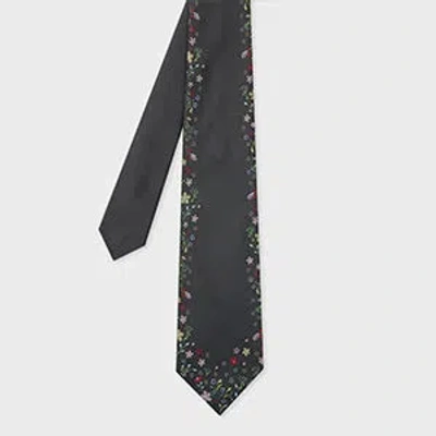 Paul Smith Black Silk 'floral Border' Tie