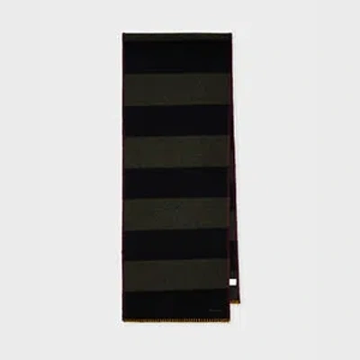 Paul Smith Black Stripe Blanket Stitch Scarf In Brown
