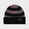 Paul Smith Black Stripe Lambswool-mohair Chunky Knit Beanie In Black