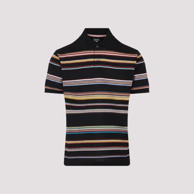 PAUL SMITH BLACK STRIPED LOGO POLO