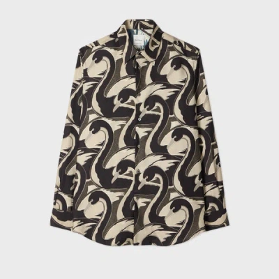 Paul Smith Swan Print Tailored Shirt In Green