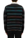 Paul Smith Multicoloured Striped Cardigan With V-neckline And Button-down Front In Black