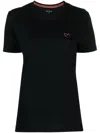 Paul Smith Heart-embroidered Crew Neck T-shirt With Jersey Texture In Black