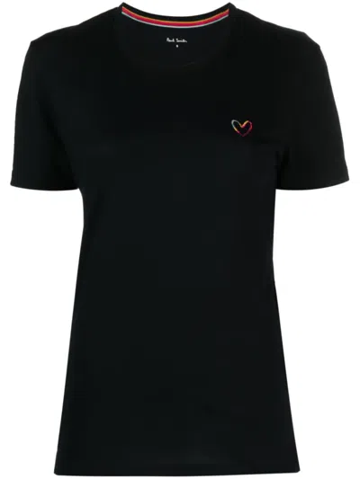 Paul Smith Black Swirl Heart-embroidered T-shirt