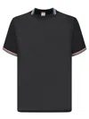 Paul Smith Black T-shirt With Multicolor Striped Accents