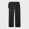 Paul Smith Black Textured Wool-lyocell Belted Trousers In Black