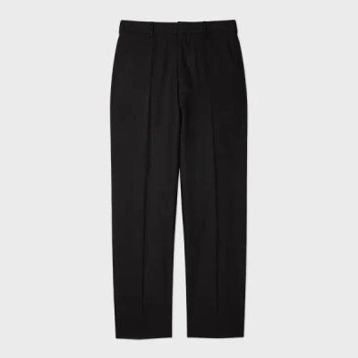Paul Smith Black Textured Wool-lyocell Straight-fit Trousers