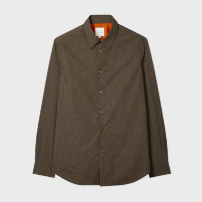 Paul Smith Black Tiny Dot Print Cotton Shirt In Brown