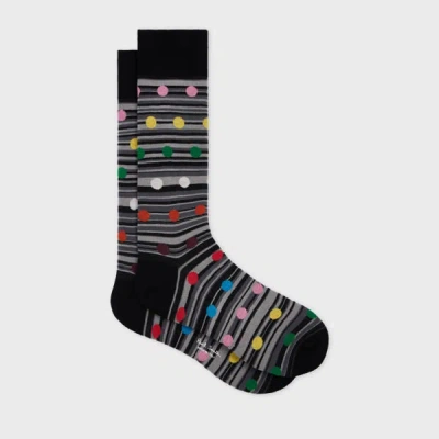 Paul Smith Black Tonal Stripe And Multicolour Polka Dot Socks