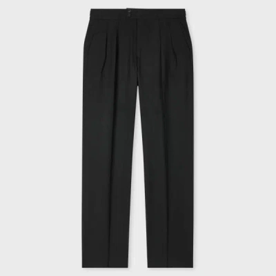 Paul Smith Black Two-ply Hopsack Wool Pleat Front Trousers